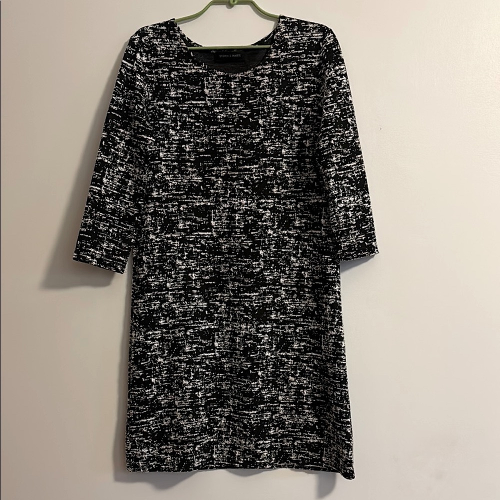 STORM & MARIE Danish designer dress white noise pattern ELLE-DR cotton mix EU-M